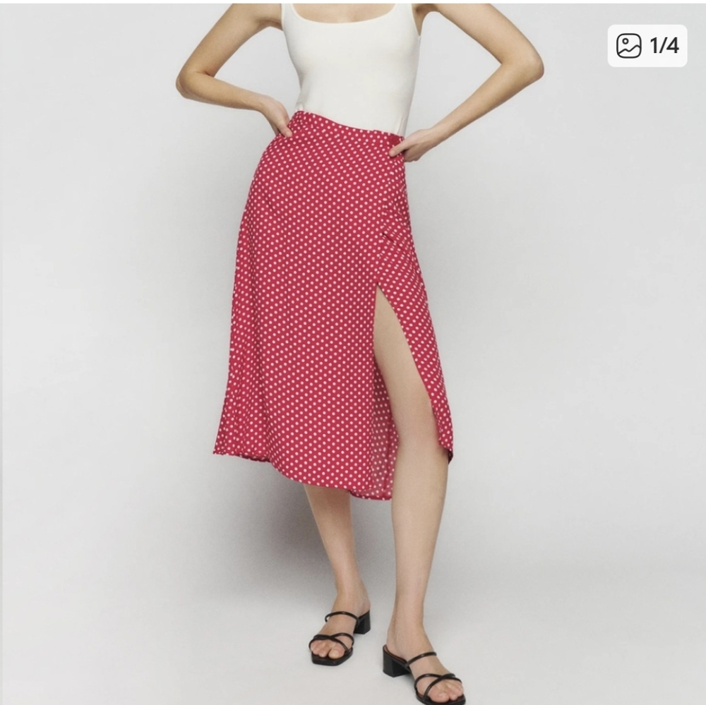 Reformation Betty Polka Dot Midi Skirt 8